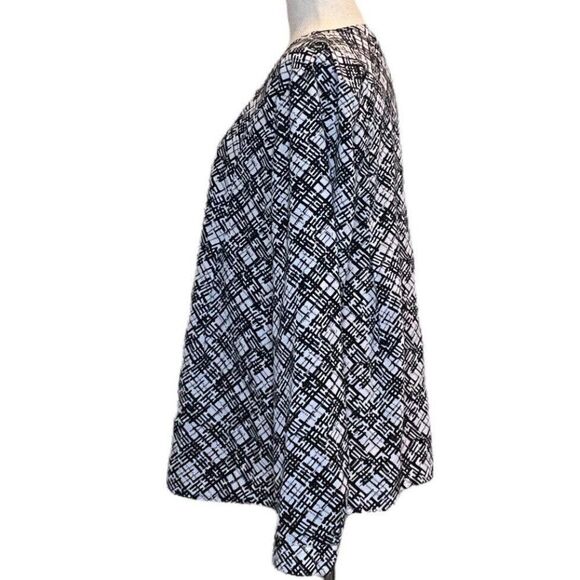 Van Heusen Tunic Top Blouse Women's M Black White Print Long Sleeve Polyester - Picture 3 of 7